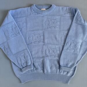Vintage UNC North Carolina Tar Heels Blue Knit Cotton Crewneck Sweater